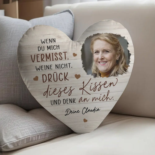Immer bei dir - Herz-Kissen mit Foto und Spruch