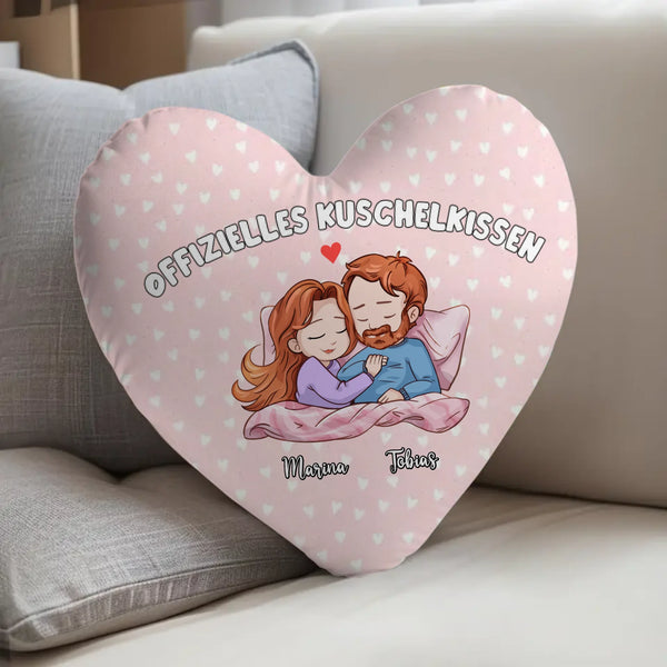 32cm Kissen personalisiert bedruckt als Offizielles Kuschelkissen mit Pärchen Illustration gefertigt von Love & Faith
