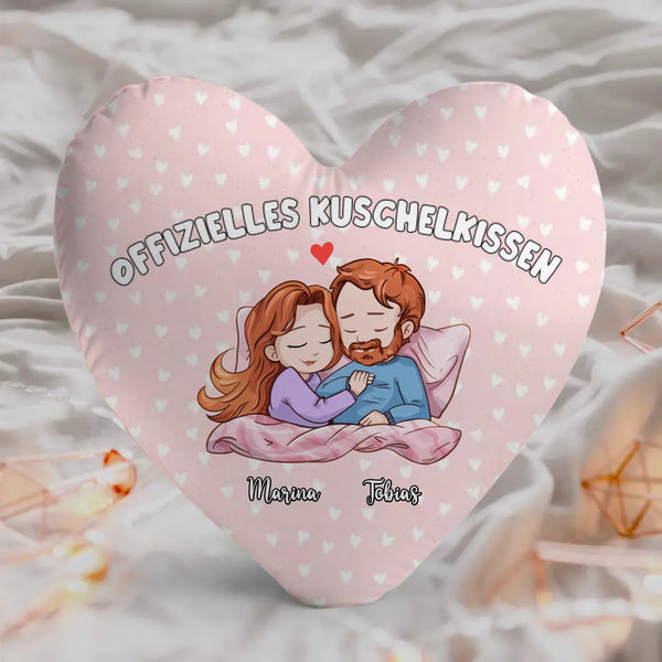 32cm Kissen personalisiert bedruckt als Offizielles Kuschelkissen mit Pärchen Illustration gefertigt von Love & Faith