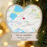 Personalisierter Acryl-Weihnachtsbaumschmuck mit Namen zum Jahrestag – Wo wir uns fanden