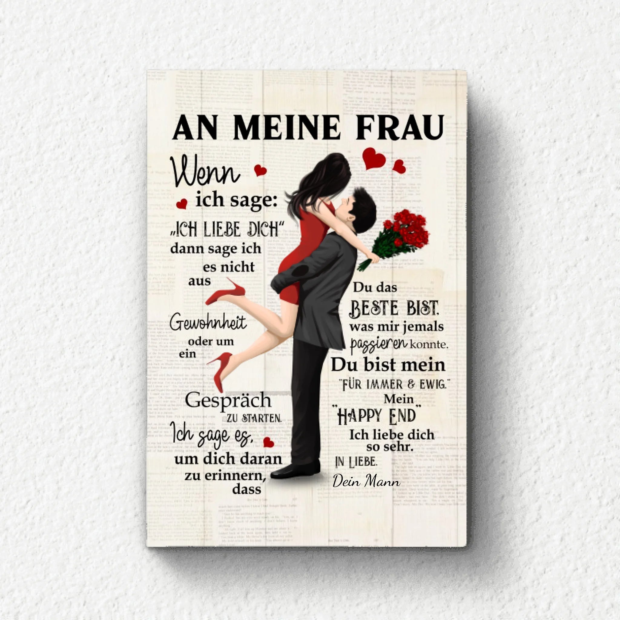 Personalisierte Leinwand mit Paar-Illustration und Liebesspruch – Geschenkidee für Frau von Love & Faith