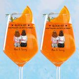 Besties für immer - Personalisiertes Weinglas für Besties mit Illustration