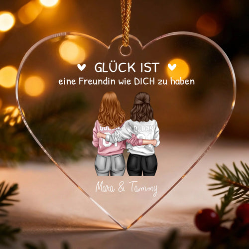 Personalisierter Acryl-Weihnachtsbaumschmuck mit Foto für beste Freunde – Besties für immer