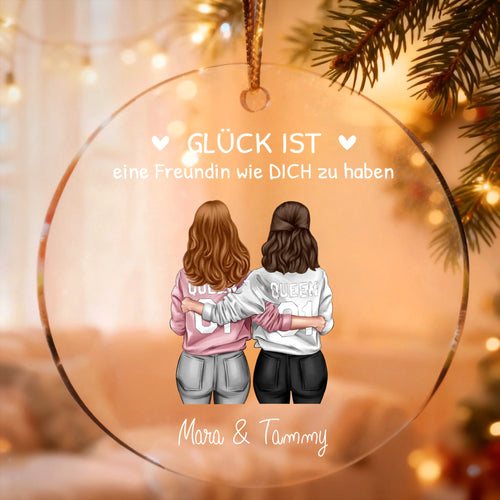 Personalisierter Acryl-Weihnachtsbaumschmuck mit Foto für beste Freunde – Besties für immer – Motiv 2