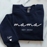 navyblauer Pullover personalisierbar Mama Slogan mit Kindernamen - gefertigt von Love & Faith