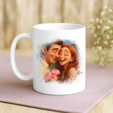 Personaliserte Tasse mit Foto-Upload und Cartoon-Effekt für Paare zum Valentinstag von Love & Faith