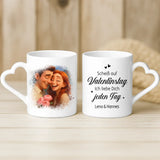 Personaliserte Tasse mit Foto-Upload und Cartoon-Effekt für Paare zum Valentinstag von Love & Faith
