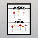 DIN A 3 Poster "Erst Mama, Jetzt Oma" mit Blumen und Kindernamen personalisiert von Love & Faith