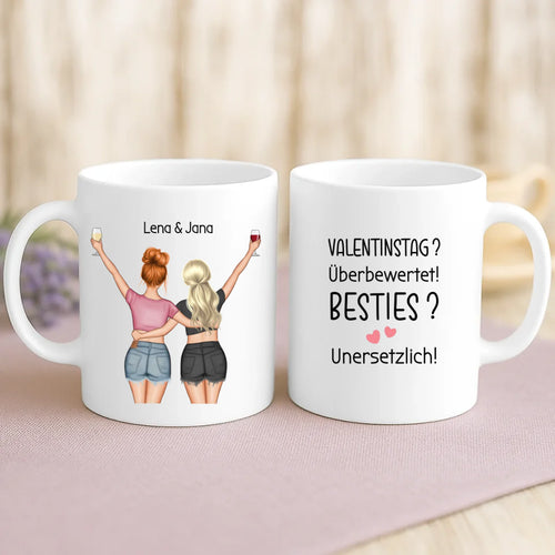 Personalisierte Tasse mit Druck für beste Freundinnen – Besties statt Blumen