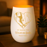 weiß-gold Windlicht graviert mit "Ich liebe dich" als Geschenk für Partner mit Love & Faith personalisiert