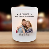 Personalisierter Teelichthalter Partner mit Foto-Upload und Spruch von Love & Faith