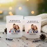 2er Set Personalisierter Teelichthalter Partner mit Foto-Upload und Spruch von Love & Faith
