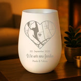 weiß-silber Windlicht graviert mit "Ich liebe dich" als Geschenk für Partner mit Love & Faith personalisiert