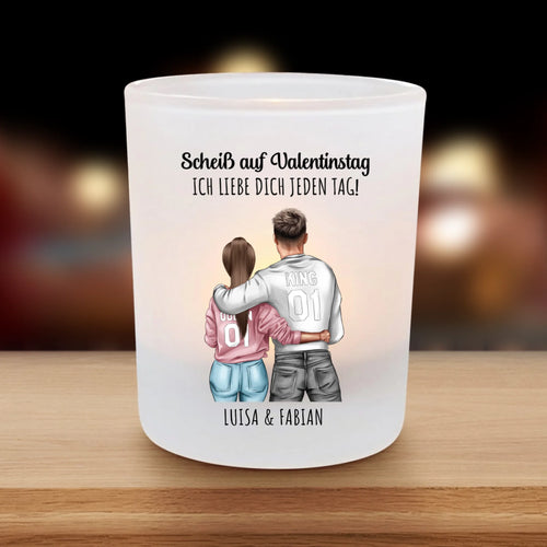 Mit Dir - Personalisierter Teelichthalter für Paare mit lustigen Sprüchen
