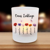 Personalisierter Teelichthalter mit Geburtsblumen personalisiert für Eltern und Großeltern von Love & Faith