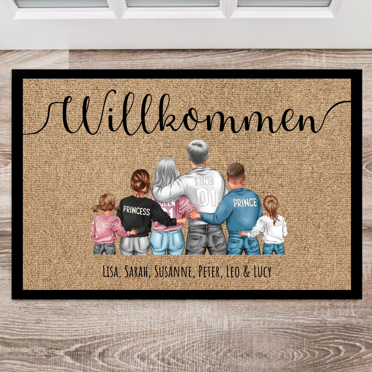 Personalisierte Fußmatte mit Namen für die Familie Wir