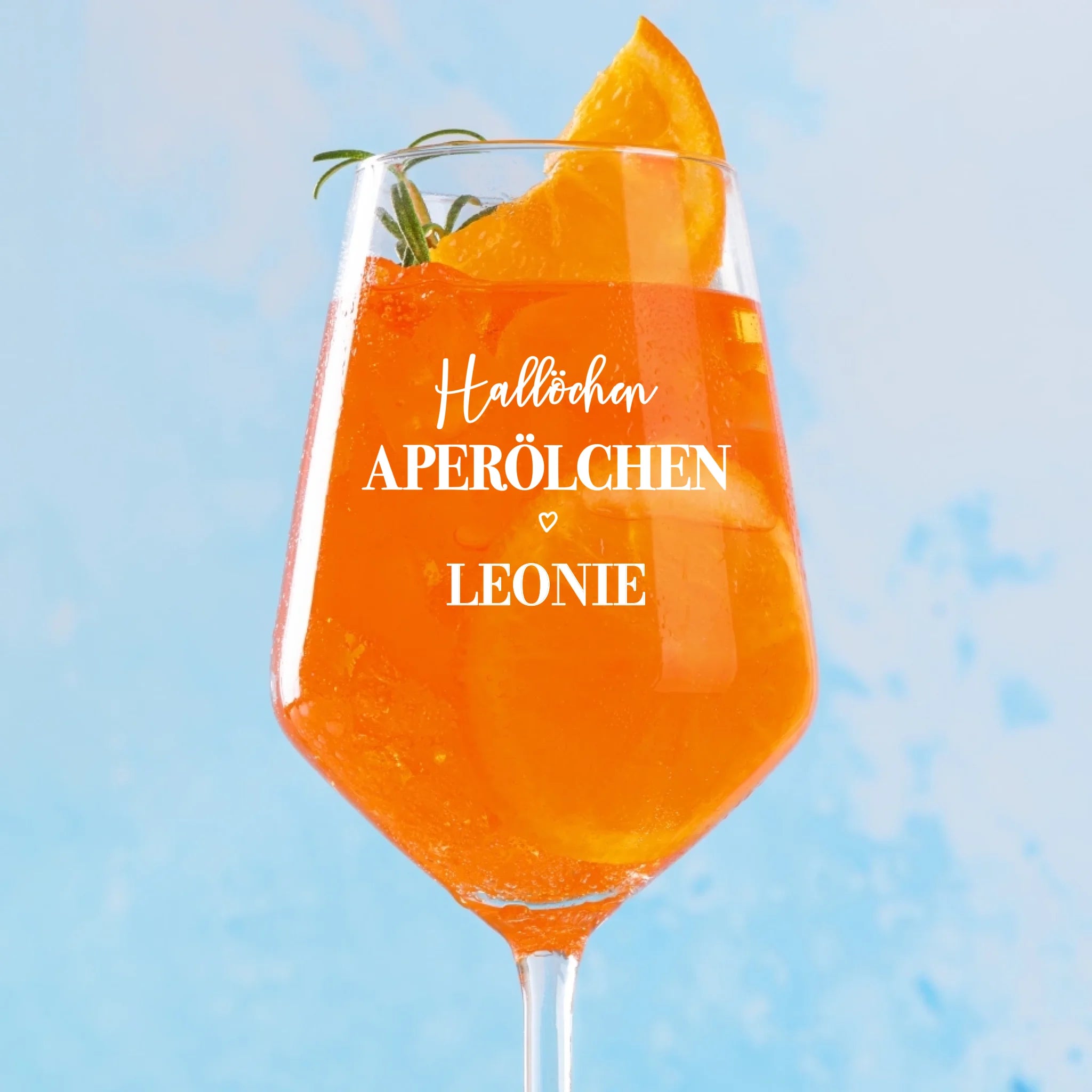 Hallöchen Aperölchen personalisiertes Glas für Wein mit Namen als Geschenk personalisieren mit Love & Faith