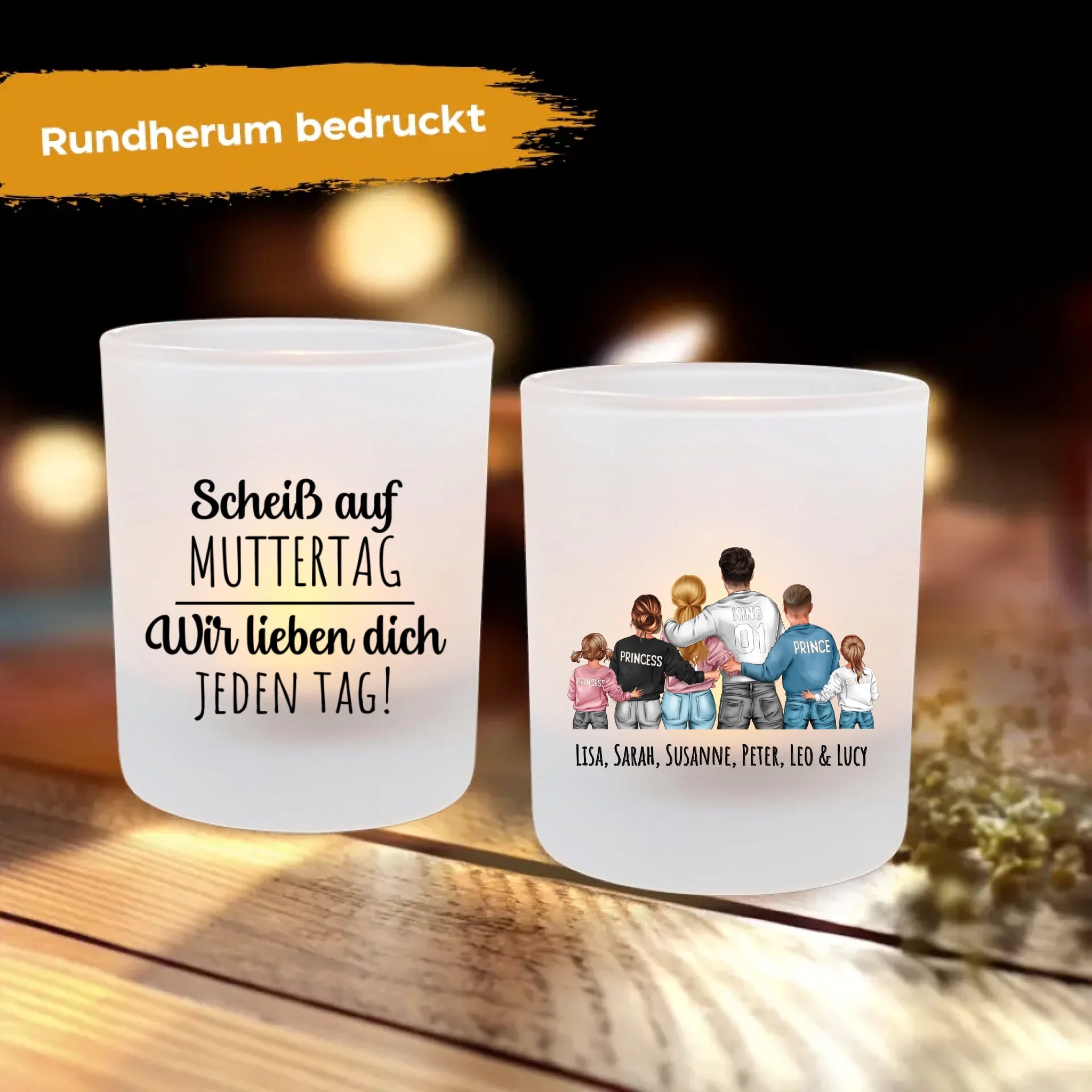 Unsere Mama - Personalisierter Teelichthalter für Mama