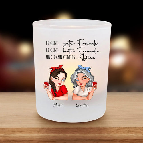 Beste Freundinnen - Personalisiertes Premium Teelicht für beste Freundinnen für Weihnachten