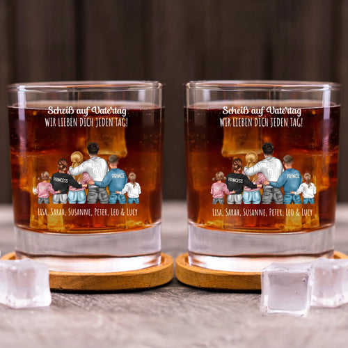 Jeden Tag - Personalisiertes Whiskeyglas mit Clipart für Papa, Mama und die Familie