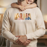 Sandfarbener Sweater für Papa mit Kindernamen personalisierte Geschenkidee zum Vatertag von Love & Faith