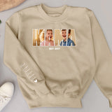 Sandfarbener Sweater für Papa mit Kindernamen personalisierte Geschenkidee zum Vatertag von Love & Faith