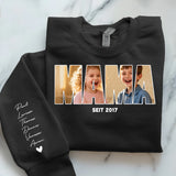 Beiger Sweater für Papa mit Kindernamen personalisierte Geschenkidee zum Vatertag von Love & Faith