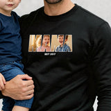 schwarzer Pullover für Papa mit Kindernamen personalisierte Geschenkidee zum Vatertag von Love & Faith