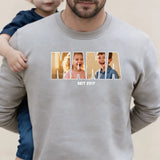 weißer Sweater für Papa mit Kindernamen personalisierte Geschenkidee zum Vatertag von Love & Faith