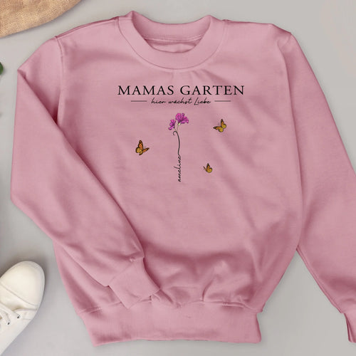Hier wächst Liebe - Personalisierter Sweater für Mama und Oma mit Geburtsblumen und Namen