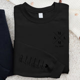 schwarzer Pullover für Papa mit Kindernamen personalisierte Geschenkidee zum Vatertag von Love & Faith