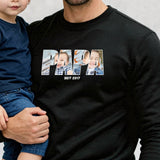 schwarzer Pullover für Papa mit Kindernamen personalisierte Geschenkidee zum Vatertag von Love & Faith