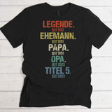 schwarzes T-Shirt für Männer mit persönlichem Aufdruck Legende, Ehemann, Papa individuelles Vatertagsgeschenk von Love & Faith
