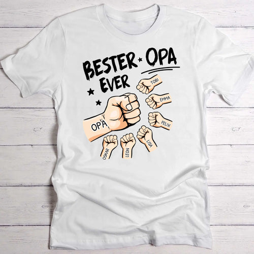 Bester Opa Ever - Individuelles T-Shirt für Opa mit Namen der Enkelkinder für Zusammenhalt