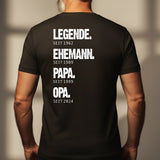 Schwarzes T-Shirt mit Backprint für Papa mit Spruch personalisieren mit Love & Faith
