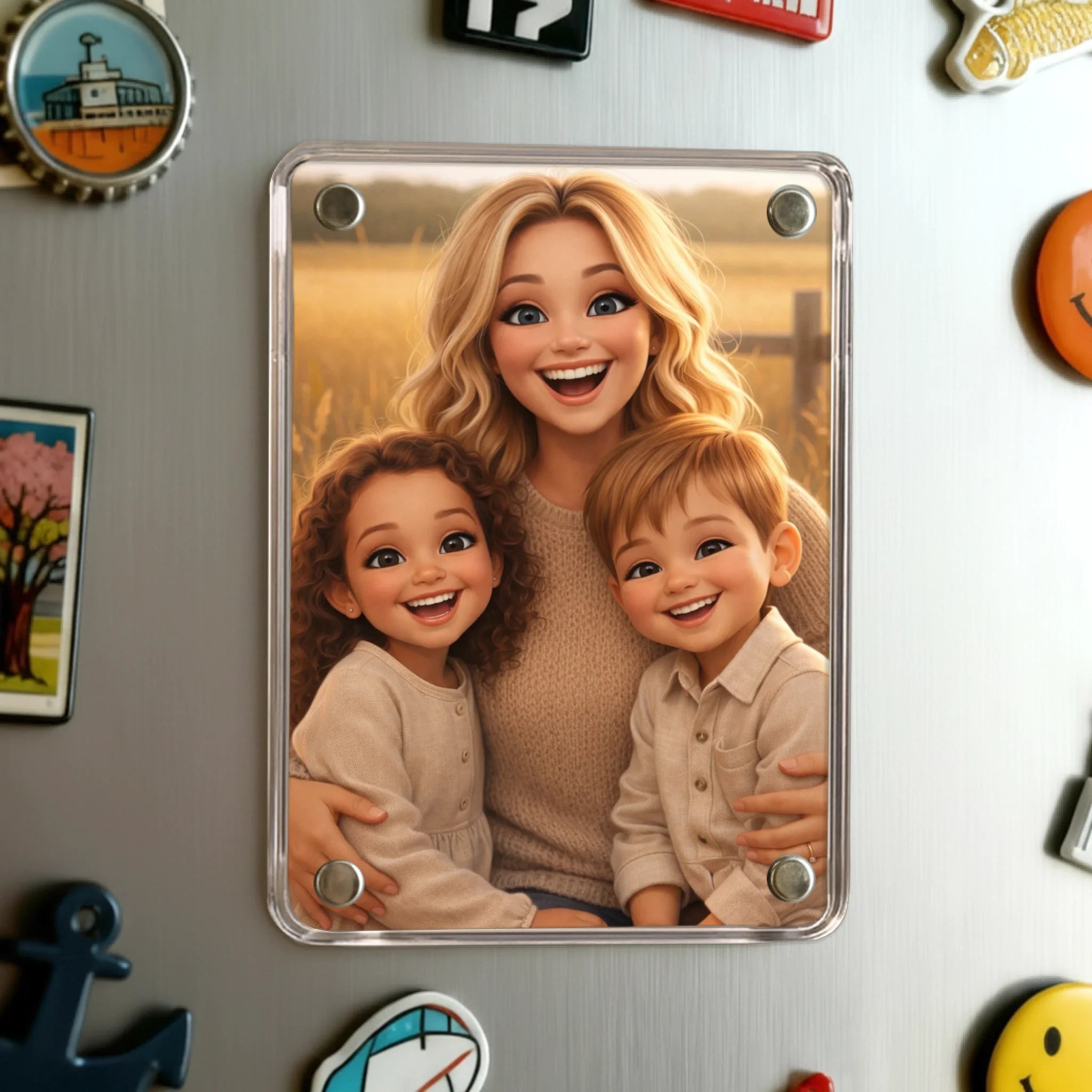 Personalisierter Kühlschrankmagnet für Partner mit Foto-Upload und Spruch von Love & Faith