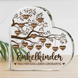 Personalisiertes Glasherz Meine Enkelkinder mit Druck für Oma & Opa