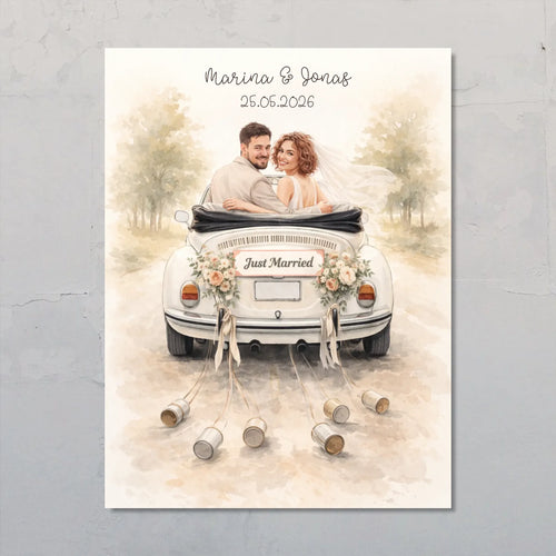 Der schönste Tag - personalisiertes Poster für Paare zur Hochzeit mit Wasserfarben-Effekt
