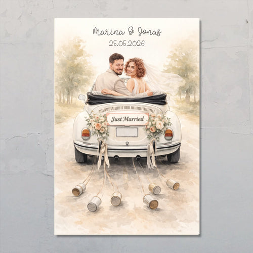 Der schönste Tag - personalisiertes Poster für Paare zur Hochzeit mit Wasserfarben-Effekt