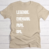 beiges T-Shirt Legende, Ehemann, Papa, Opa personalisierte Geschenkidee zum Vatertag von Love & Faith