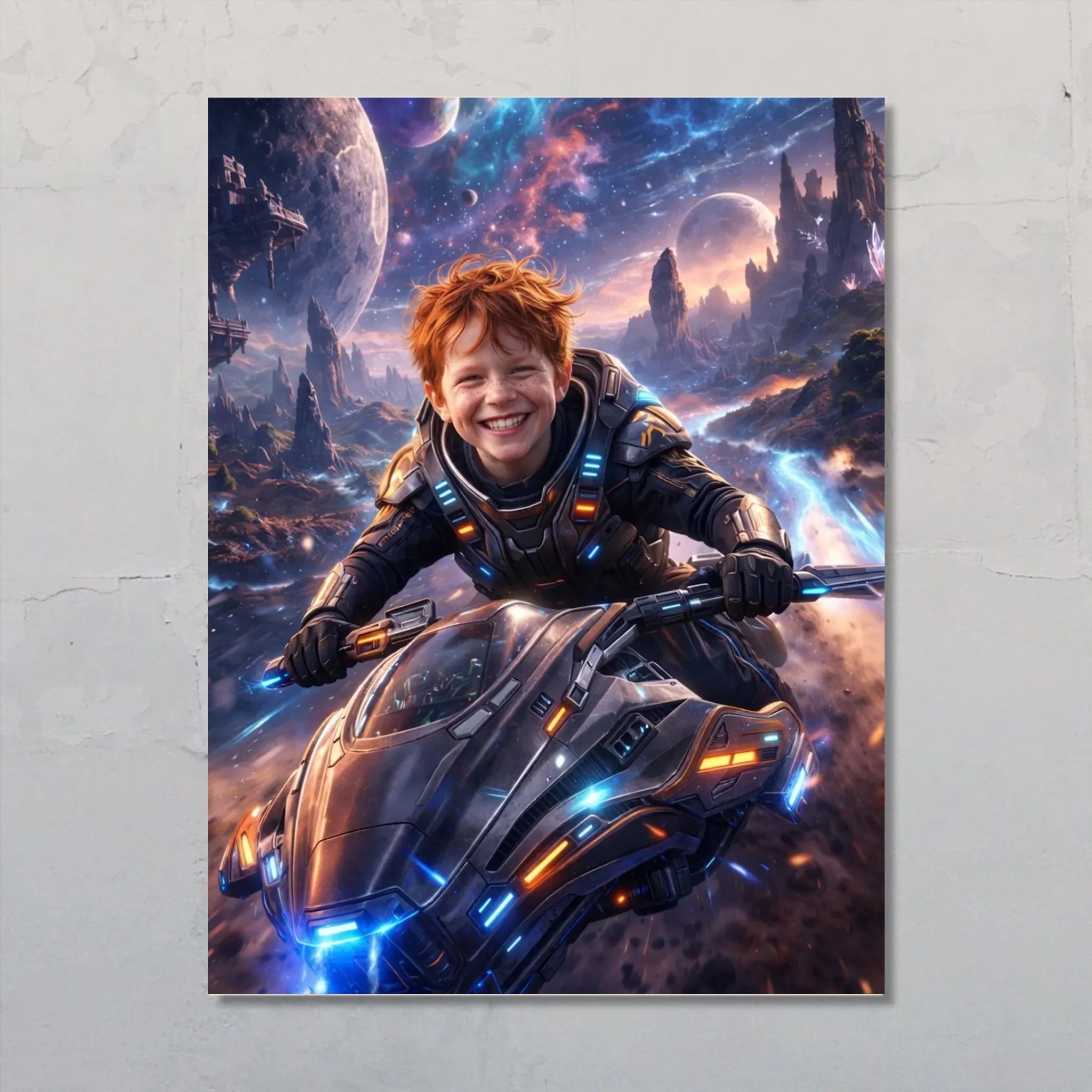 Space - Personalisiertes Poster mit futuristischer Weltraum Szene für Kids