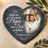 Schieferherz mit personalisiertem Aufdruck - UV-beständig und wetterfest - als Geschenk zur Erinnerung von Love & Faith
