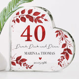Rubin Hochzeit - Personalisiertes Glasherz für Paare zum 40. Hochzeitstag