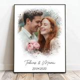 Personalisiertes Poster mit Foto und Wasserfarben-Effekt für Paare zum Valentinstag Euer Valentinstag – Motiv 2