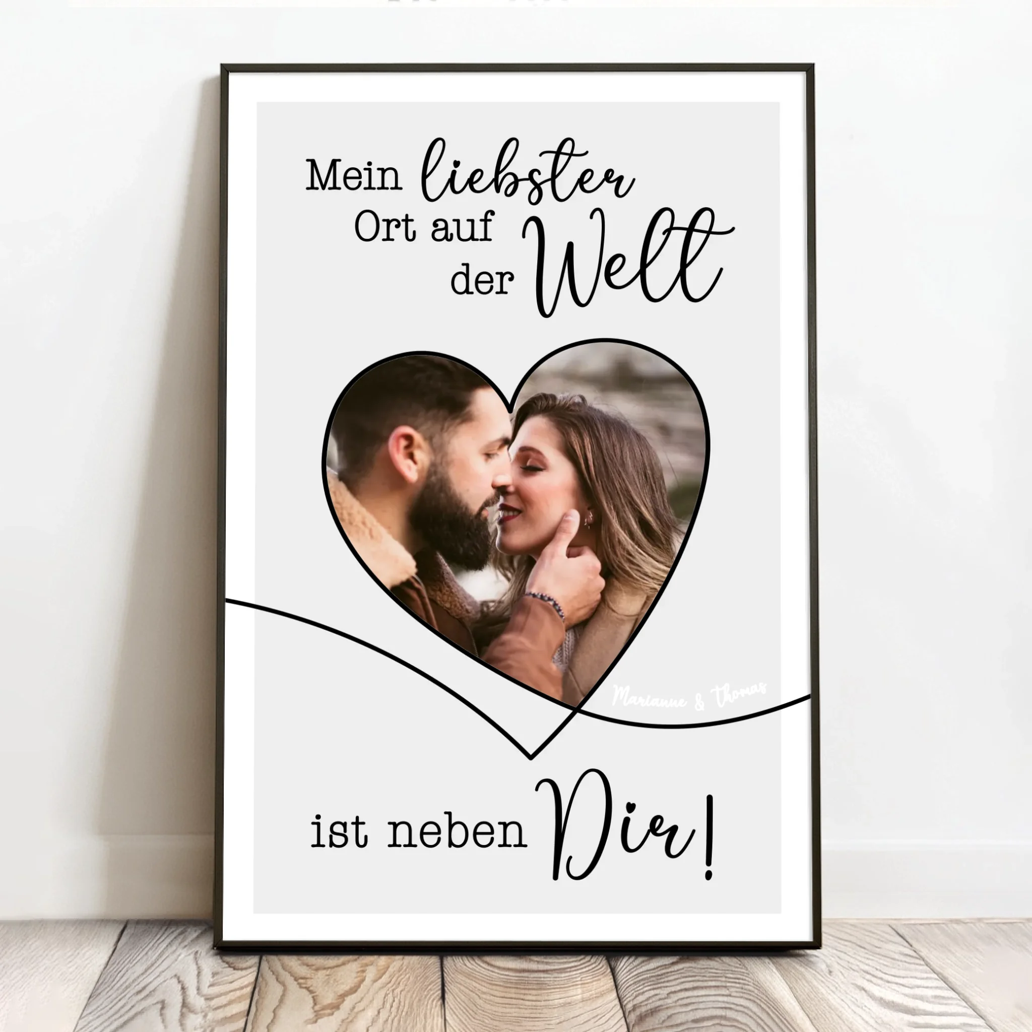 Personalisiertes Poster mit Foto in Herzform für Paare Neben Dir