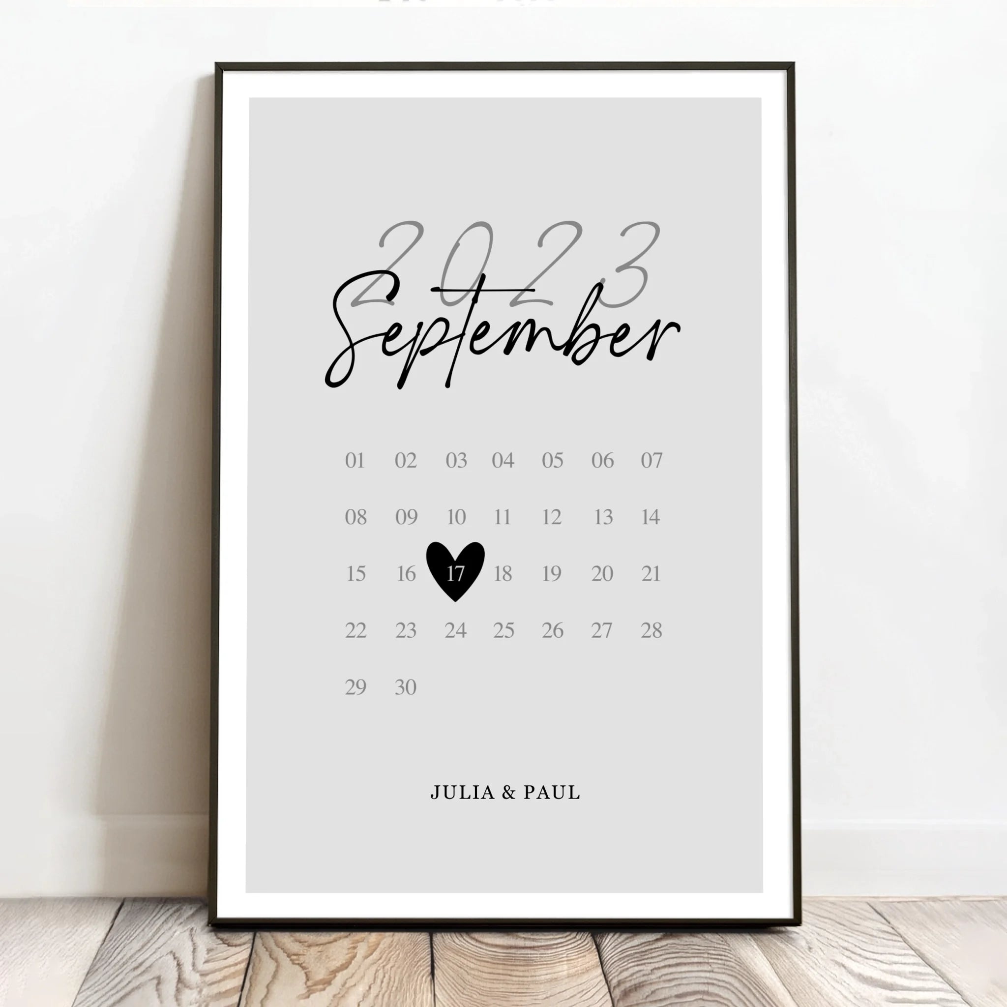 Personalisiertes Poster für Paare im Kalender Design zum Jahrestag Unser Tag