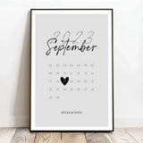 Personalisiertes Poster für Paare im Kalender Design zum Jahrestag Unser Tag