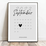 Personalisiertes Poster für Paare im Kalender Design zum Jahrestag Unser Tag – Motiv 2
