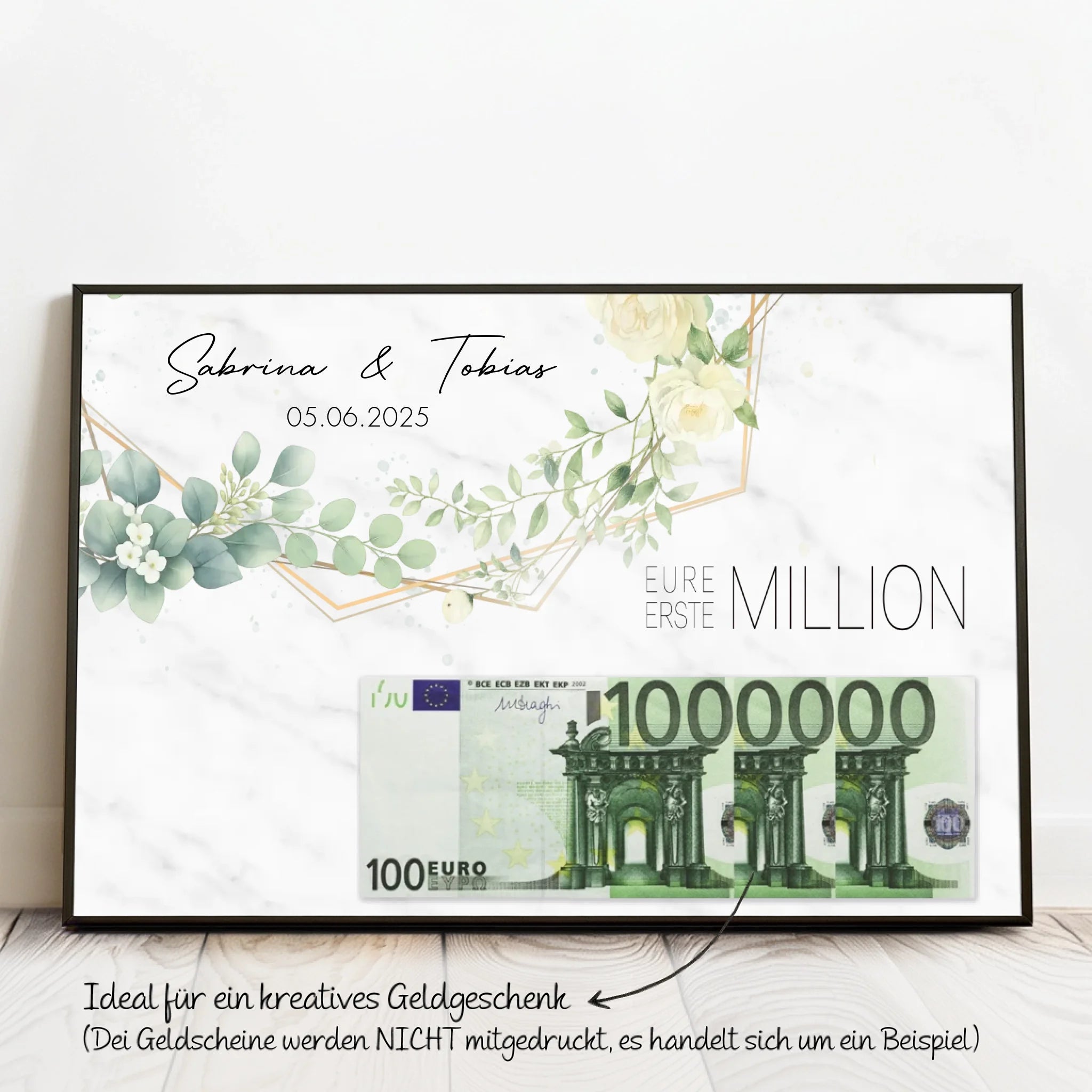 Personalisiertes Poster zur Hochzeit als Geldgeschenk Eure erste Million