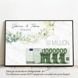 Personalisiertes Poster zur Hochzeit als Geldgeschenk Eure erste Million